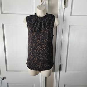 Harve Benard Black and Orange Floral Blouse